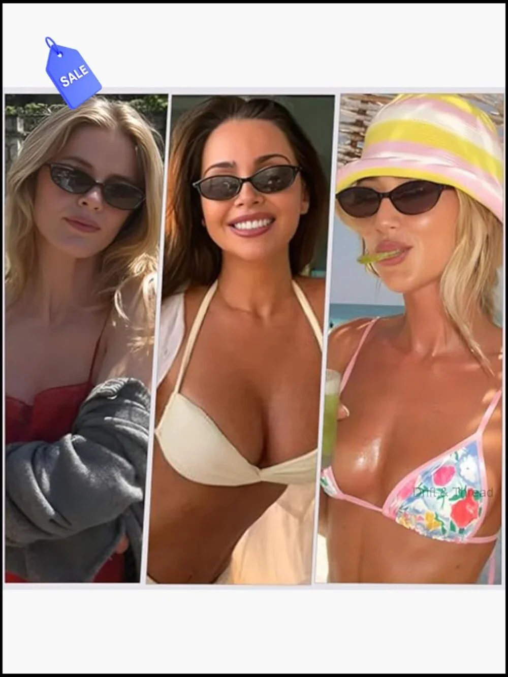 Retro Oval Cat Eye Sunglasses for Women Y2K Trendy Narrow Shades UV Protection